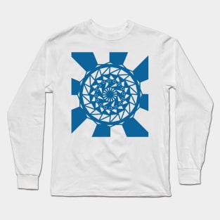 Modern geometric shapes pattern in blue Long Sleeve T-Shirt